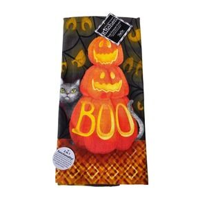 Kitchen Towel Halloween Kay Dee Designs‎ Stacked Pumpkins Cat Boo NWT